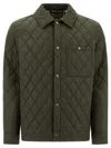 Burberry Green Quilted Jacket With Classic Collar In Tech Fabric Man