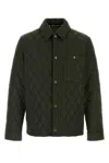 Burberry Green Quilted Jacket With Classic Collar In Tech Fabric Man In Green