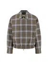 Burberry Men Check Pattern Wool Harrington Jacket In Green