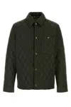 Burberry Men Green Quilted Jacket With Classic Collar In Tech Fabric Man In Green