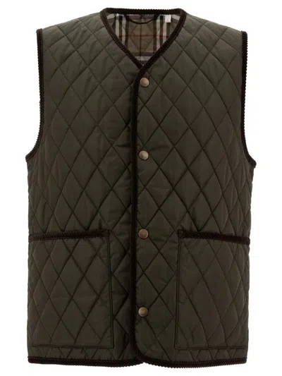 Burberry Diamond-quilted Gilet In Black