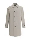 Burberry Long Cotton Double-breasted Coat With Notched Lapel In Grey