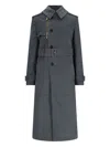 Burberry Cotton Blend Trench With Burrberry Check Lining In Grey