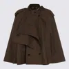 Burberry Cotton Cape With Traditional Check Lining In Brown