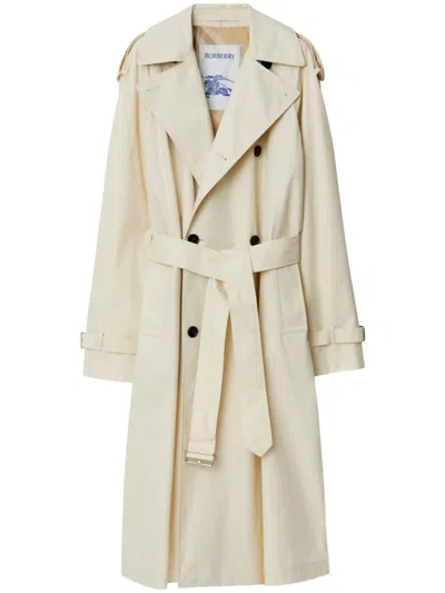 Burberry Double-breasted Cotton Trenchcoat For Women In Calico