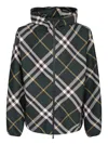 Burberry Plaid Hooded Coat With Zip Closure In Multi