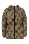 Burberry Padded Jacket With Embroidered Design And Hood In Multi