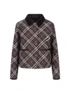 Burberry Cropped Quilted Nylon Jacket With Check Pattern Women In Multi