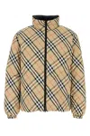 Burberry Beige Reversible Down Jacket With Hood And All-over Check Motif In Tech Fabric Man In Multicolor