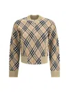 Burberry Check Wool Zip-up Cardigan In Neutral