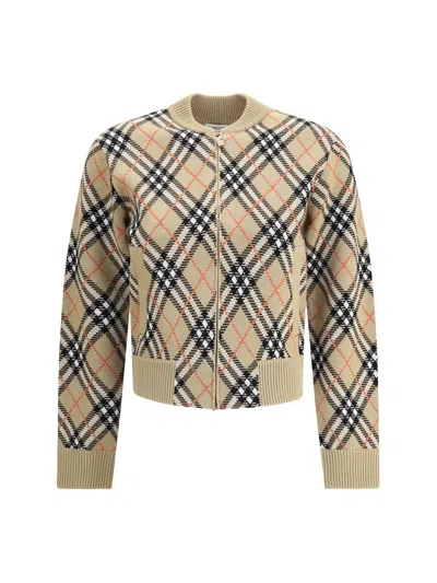 Burberry Women Check Cardigan In Brown