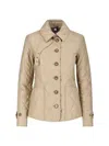 Burberry Beige Single-breasted Down Jacket With Quilted Texture In Stretch Fabric Woman In Neutral