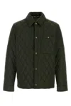 Burberry Green Quilted Jacket With Classic Collar In Tech Fabric Man In Shale
