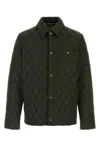 Burberry Green Quilted Jacket With Classic Collar In Tech Fabric Man In Shale
