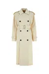 Burberry Structured Belted Trench Coat In White
