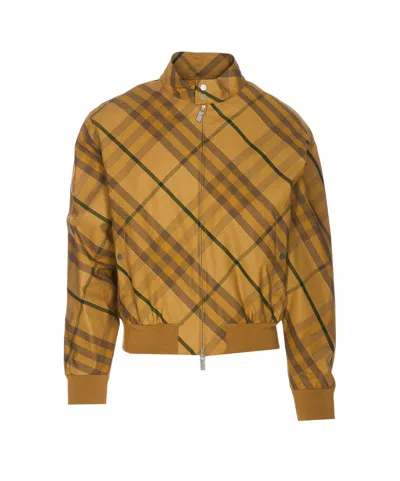 Burberry Check Print Jacket In Yellow