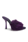 Burberry Minnie Shearling Stiletto Mule Sandals In Ribbon & Royal Ip Check