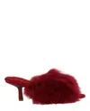 Burberry Minnie 65mm Heel Open-toe Shearling Sandals In Red