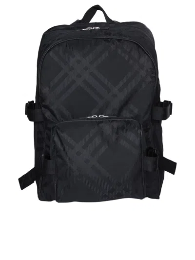 Burberry Jacquard Check Backpack In Black