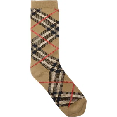 Burberry Jacquard Check Cotton Blend Crew Socks In Neutral