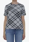 Burberry Check Stretch Cotton-blend T-shirt In White