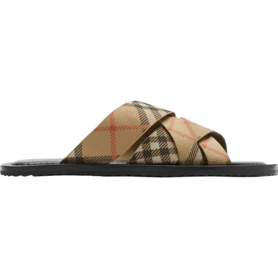 BURBERRY BURBERRY JACQUARD CHECK CRISSCROSS SLIDE SANDAL
