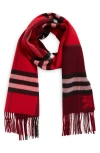 Burberry Jacquard Check Double Face Cashmere Fringe Scarf In Gold