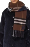 Burberry Jacquard Check Double Face Cashmere Fringe Scarf In Gold