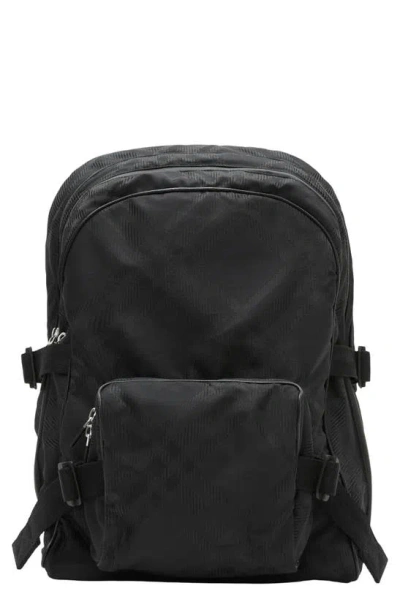 Burberry Jacquard Check Nylon Backpack In Black
