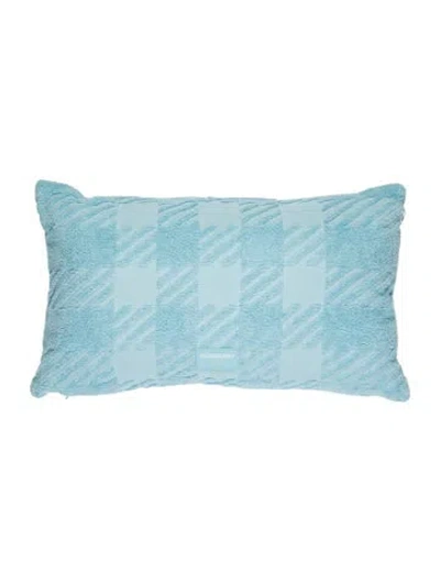 Pre-owned Burberry Jacquard Check Terry Cloth Cushion In Blue
