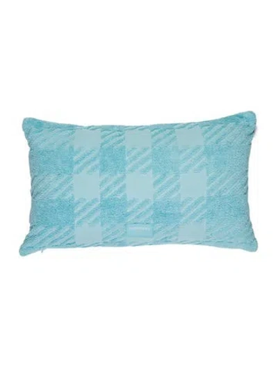 Pre-owned Burberry Jacquard Check Terry Cloth Cushion W/ Tags In Blue