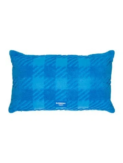 Pre-owned Burberry Jacquard Check Terry Cloth Cushion W/ Tags In Blue