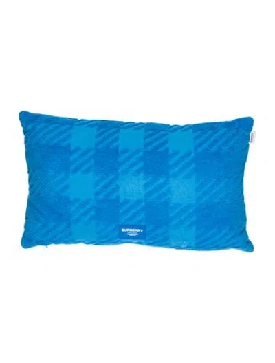 Pre-owned Burberry Jacquard Check Terry Cloth Cushion W/ Tags In Blue