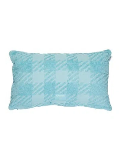 Pre-owned Burberry Jacquard Check Terry Cloth Cushion W/ Tags In Blue