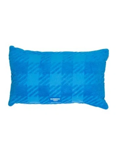 Pre-owned Burberry Jacquard Check Terry Cloth Cushion W/ Tags In Blue