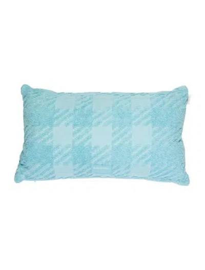 Pre-owned Burberry Jacquard Check Terry Cloth Cushion W/ Tags In Blue