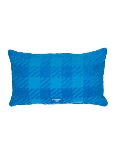 Pre-owned Burberry Jacquard Check Terry Cloth Cushion W/ Tags In Blue