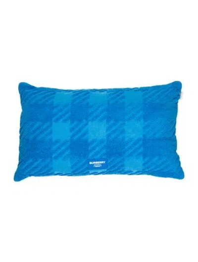 Pre-owned Burberry Jacquard Check Terry Cloth Cushion W/ Tags In Blue