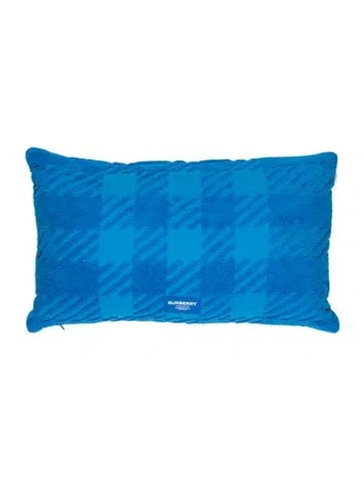 Pre-owned Burberry Jacquard Check Terry Cloth Cushion W/ Tags In Blue