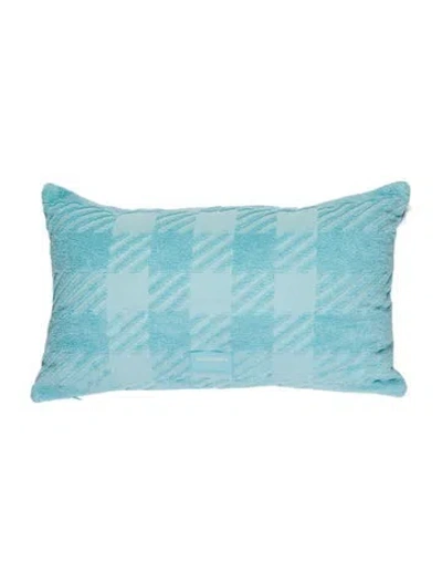 Pre-owned Burberry Jacquard Check Terry Cloth Cushion W/ Tags In Blue