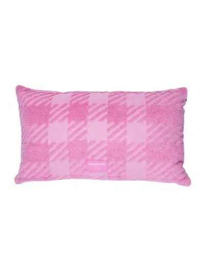 Pre-owned Burberry Jacquard Check Terry Cloth Cushion W/ Tags In Pink