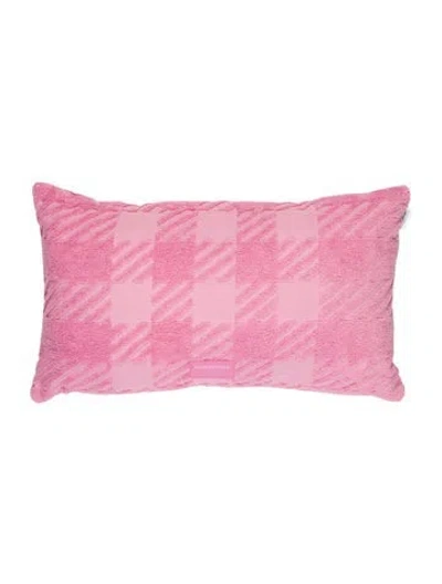Pre-owned Burberry Jacquard Check Terry Cloth Cushion W/ Tags In Pink