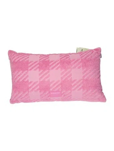 Pre-owned Burberry Jacquard Check Terry Cloth Cushion W/ Tags In Pink