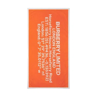 Burberry Jacquard Cotton Towel In Orange
