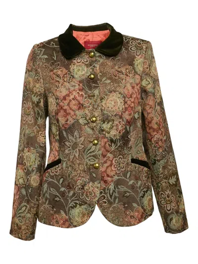 Pre-owned Burberry Jacquard Floral-pattern Jacket In Green