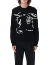Burberry Black/white Chalk Cardigan With Ekd In Black/chalk