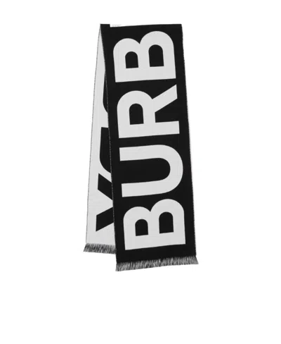 Burberry Jacquard Logo Scarf In Black