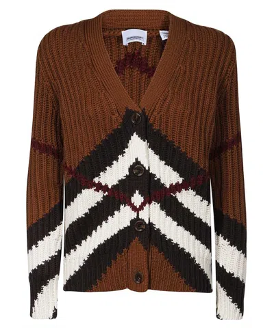 Burberry Jacquard Motif Cardigan In Brown