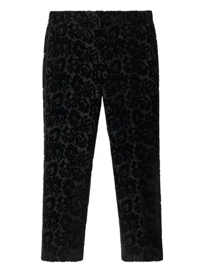 Burberry Jacquard Velvet Trousers In Black