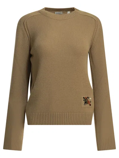 Burberry Janelle Ekd Patch Knit Sweater In Green
